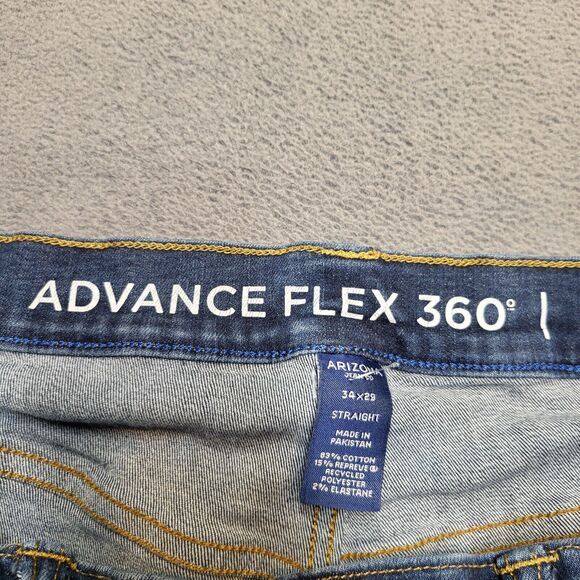 Arizona Jeans Mens 32x27 Blue Advanced Flex Straight Leg Distressed Denim - Picture 4 of 9